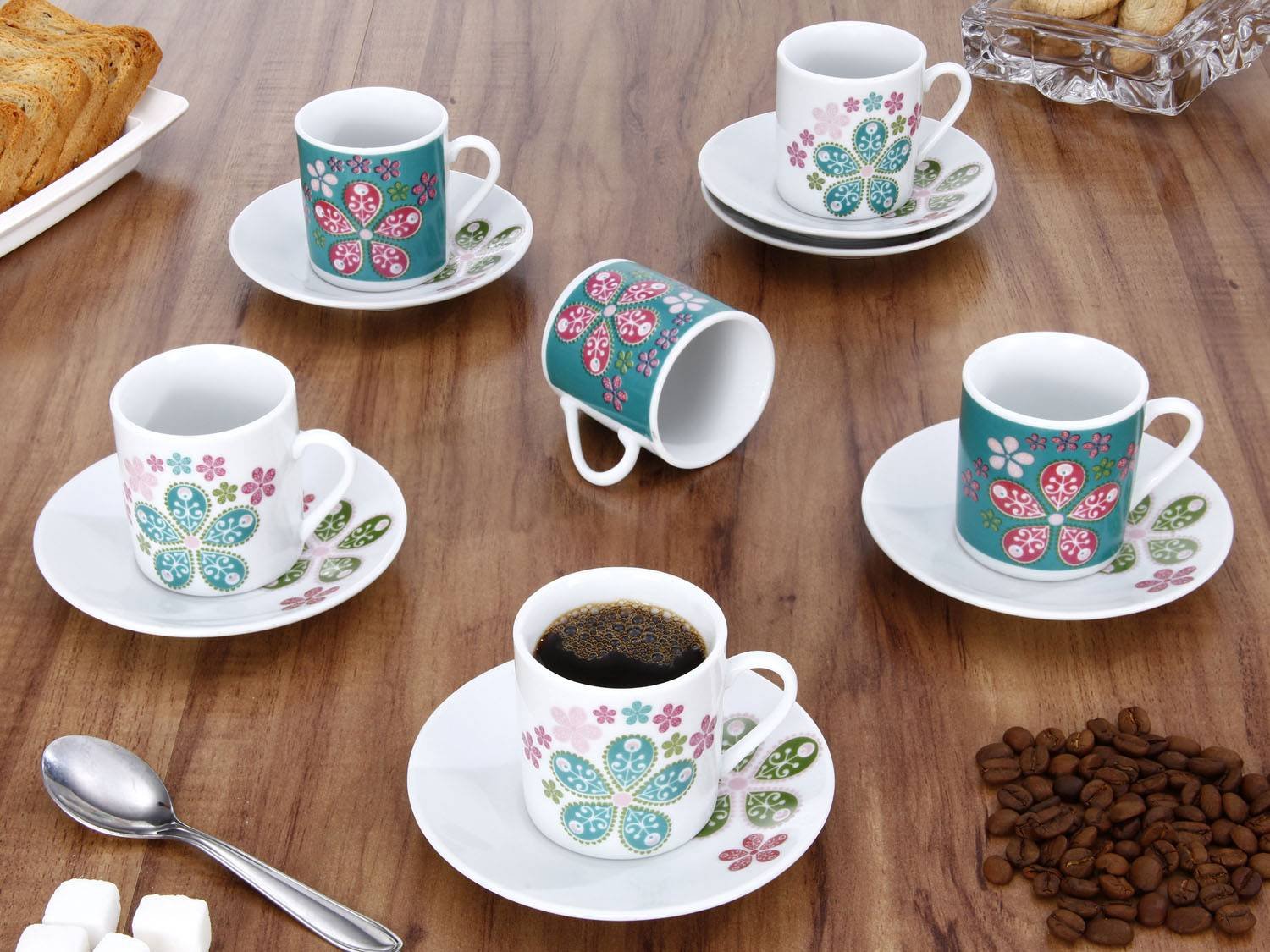 Conjunto De X Caras Para Caf Pe As Em Porcelana Casa Ambiente