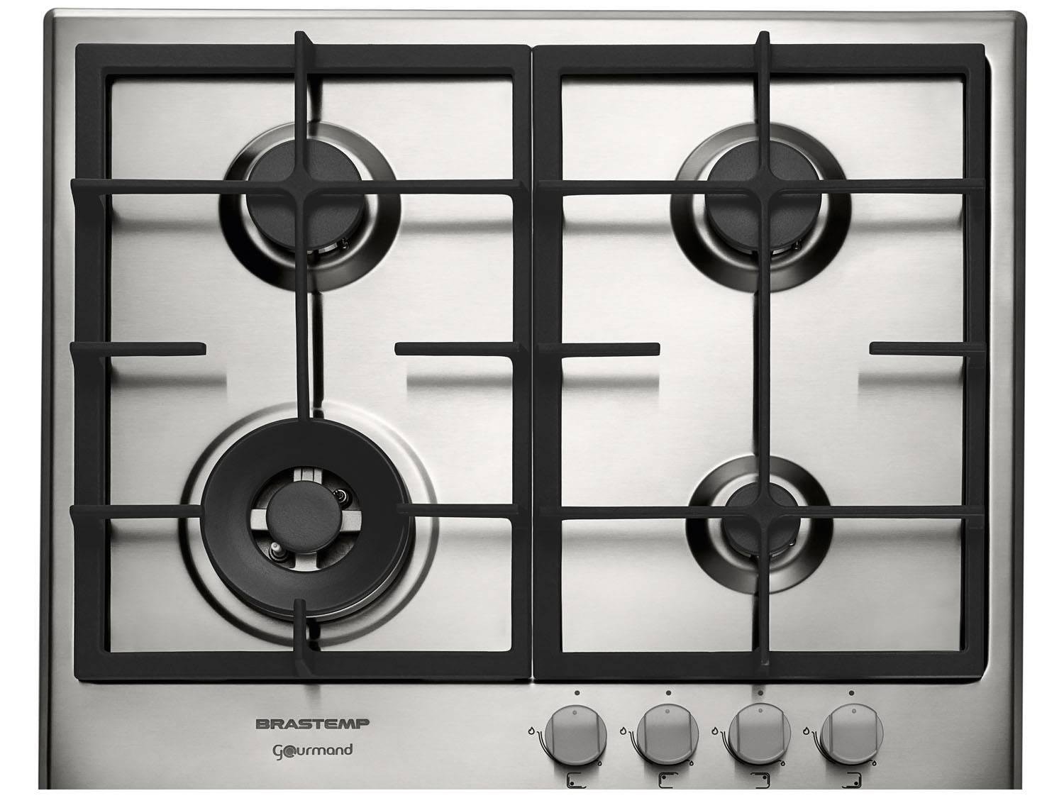 Cooktop 4 Bocas Brastemp Gourmand BDK60 Inox A Gás Acendimento ...