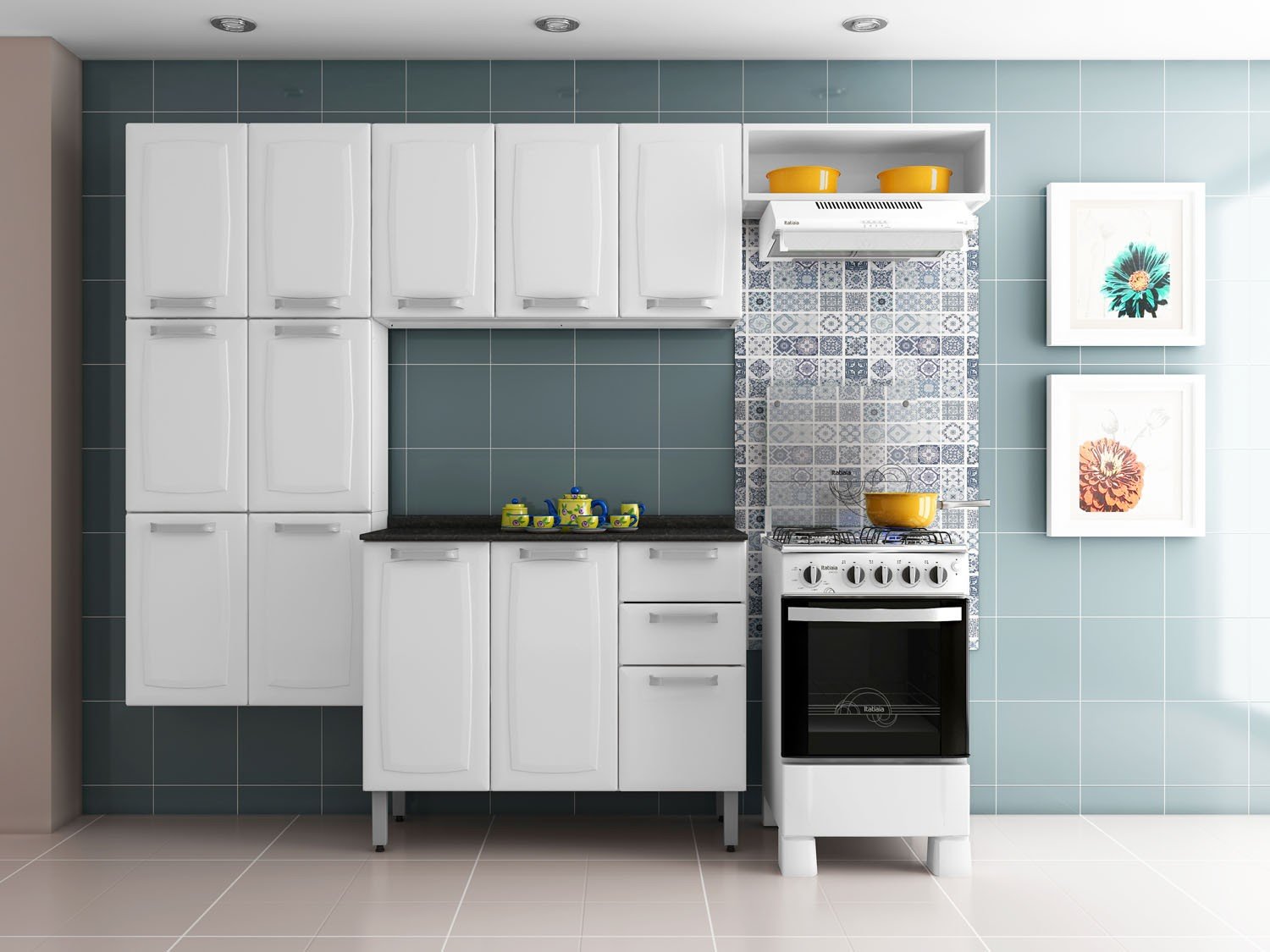 #856A46 Cozinha Compacta Itatiaia Luce Itatiaia Balcão com Tampo 3 Portas 1500x1125 px Balcão Cozinha Americana Itatiaia #2273 imagens