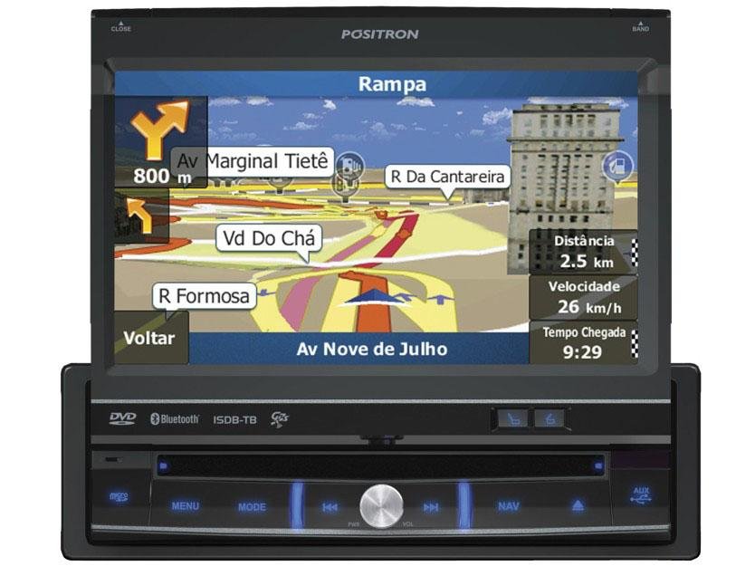 DVD Automotivo Pósitron SP6900 Retrátil Tela 7 TV Digital GPS Bluetooth