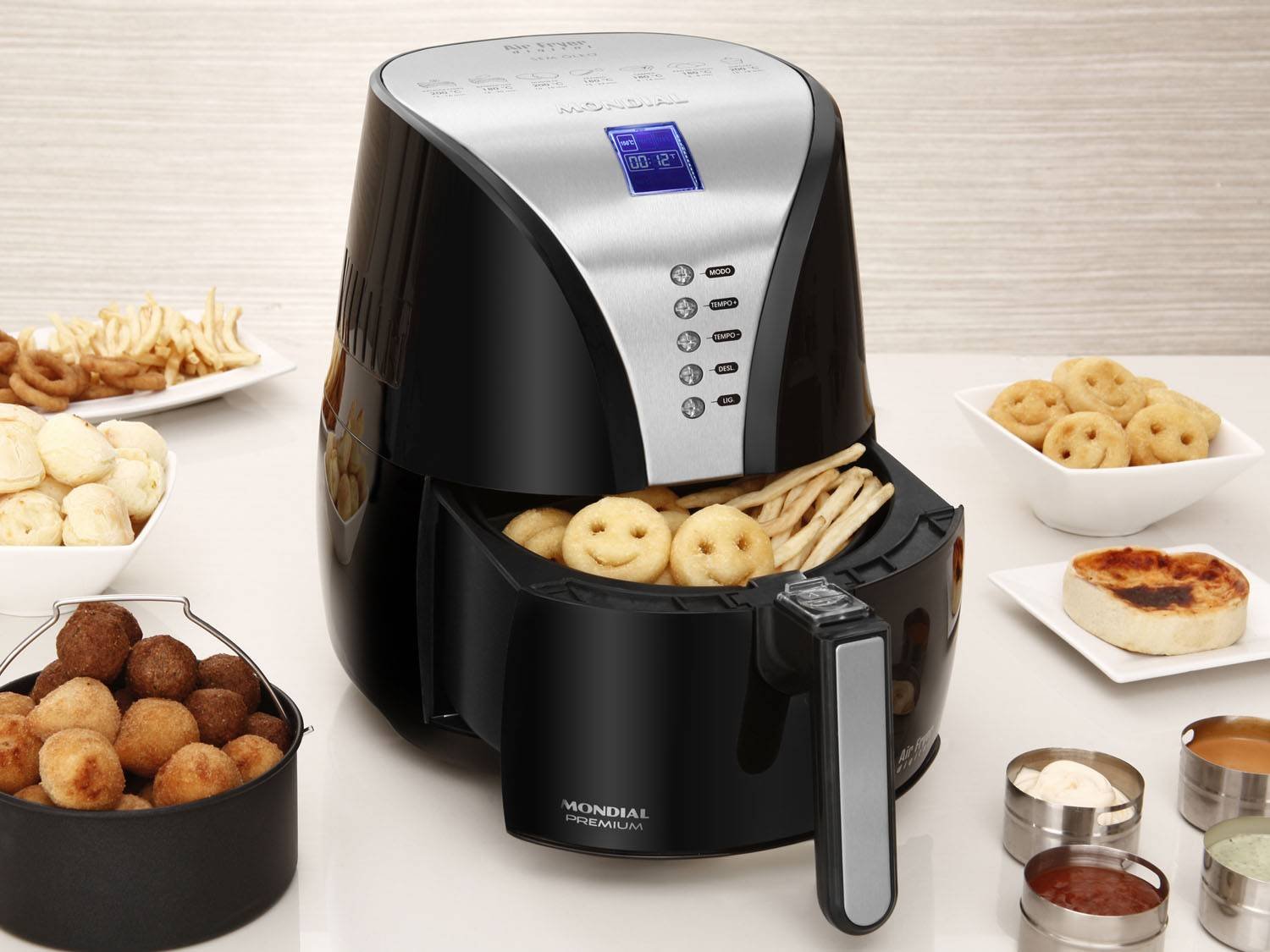 Fritadeira Air Fryer Elétrica Mondial AF-04 2,2L Premium Controle De ...