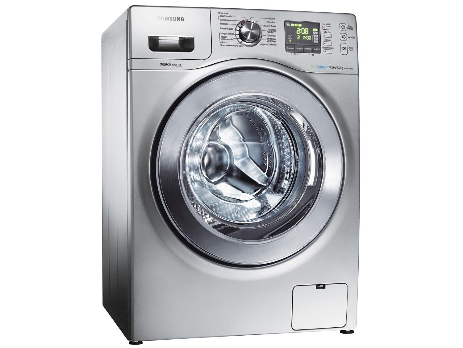 Lava e Seca Samsung WD856UHSASD/AZ 8,5 kg Prata Água Quente e Fria c