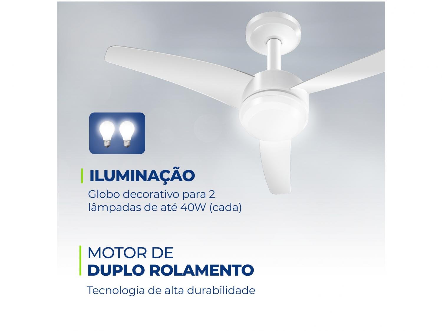 Ventilador de Teto com Controle Remoto Mondial - Maxi Air VTE-02 3 Pás 3 Velocidades Branco - 220 V - 4