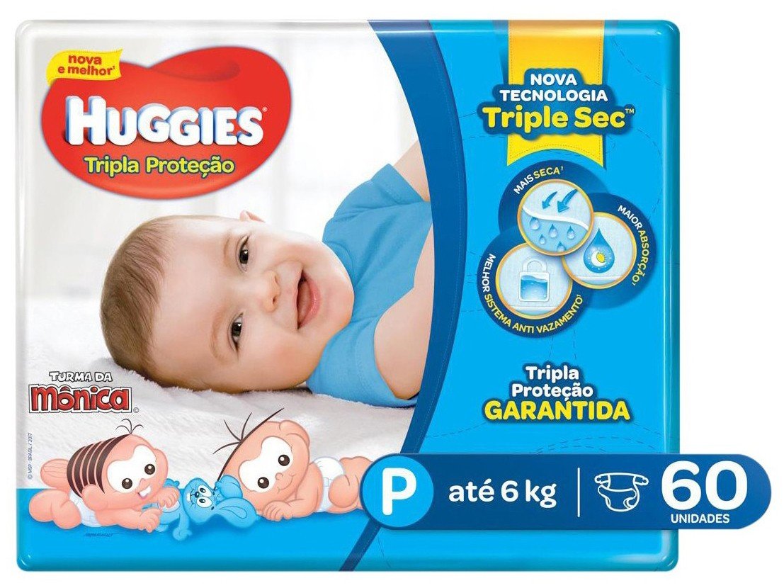 Fralda Huggies Tripla Protea A O Tam P Ata C 6kg 60 Unidades