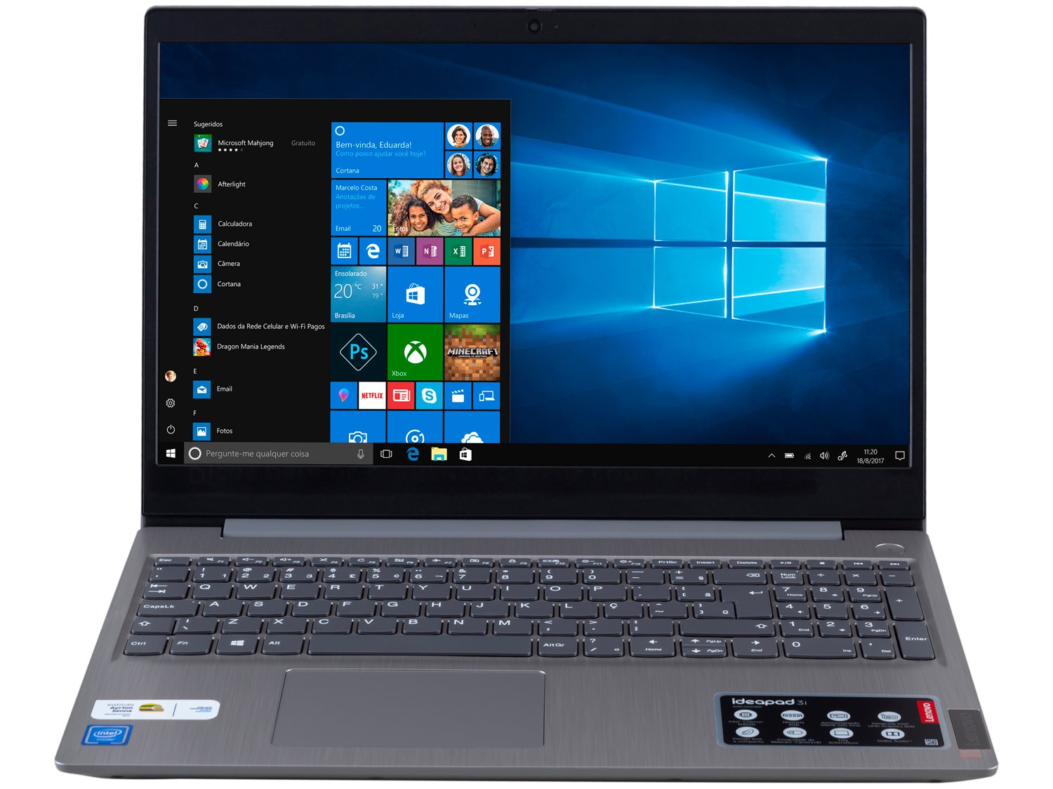 Notebook Lenovo IdeaPad3i 82BU0001BR Intel Celeron - 4GB 128GB SSD 15,6&quot; LCD Windows 10 - Bivolt - 3