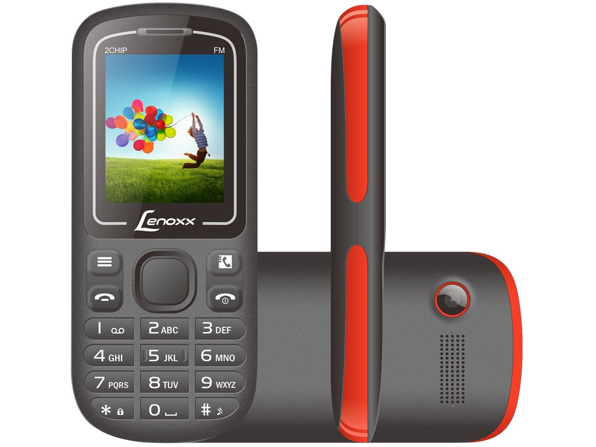 Celular Lenoxx CX 904 Preto/Vermelho com Tela 1,8”, Dual Chip, Câmera VGA, Bluetooth, Rádio FM