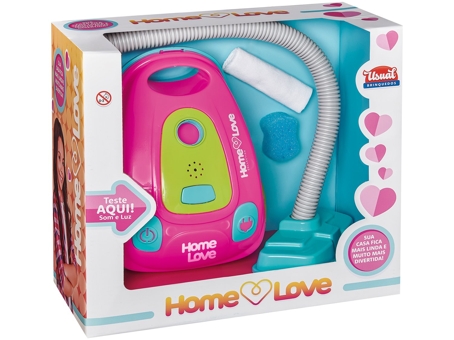 Aspirador de PÃ³ de Brinquedo Home Love - Emite Som e Luz Usual Brinquedos - 2