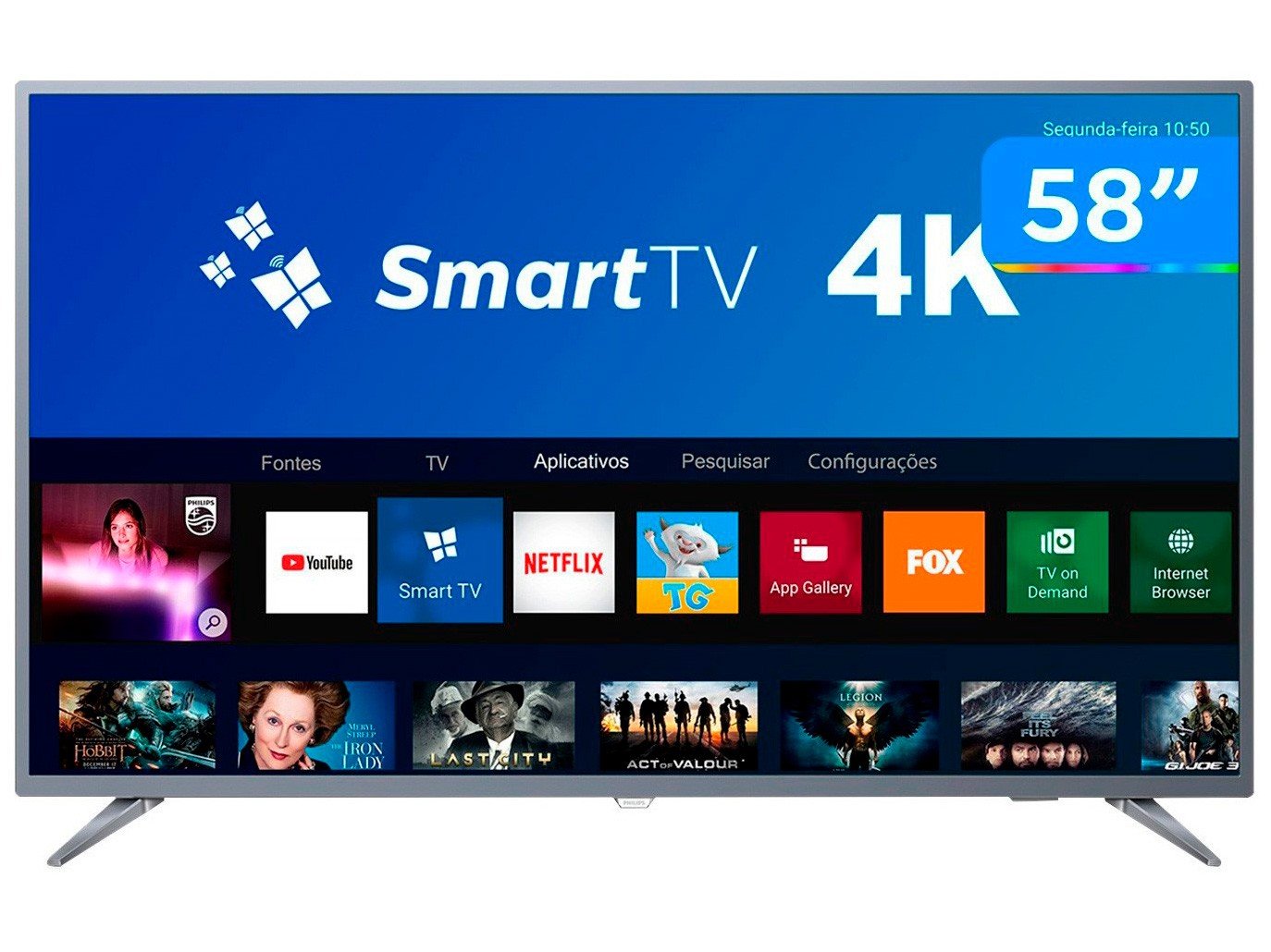 Smart TV 4K 58" Philips 58PUG6513/78 Wi-Fi - HDR 3 HDMI 2 USB - Bivolt