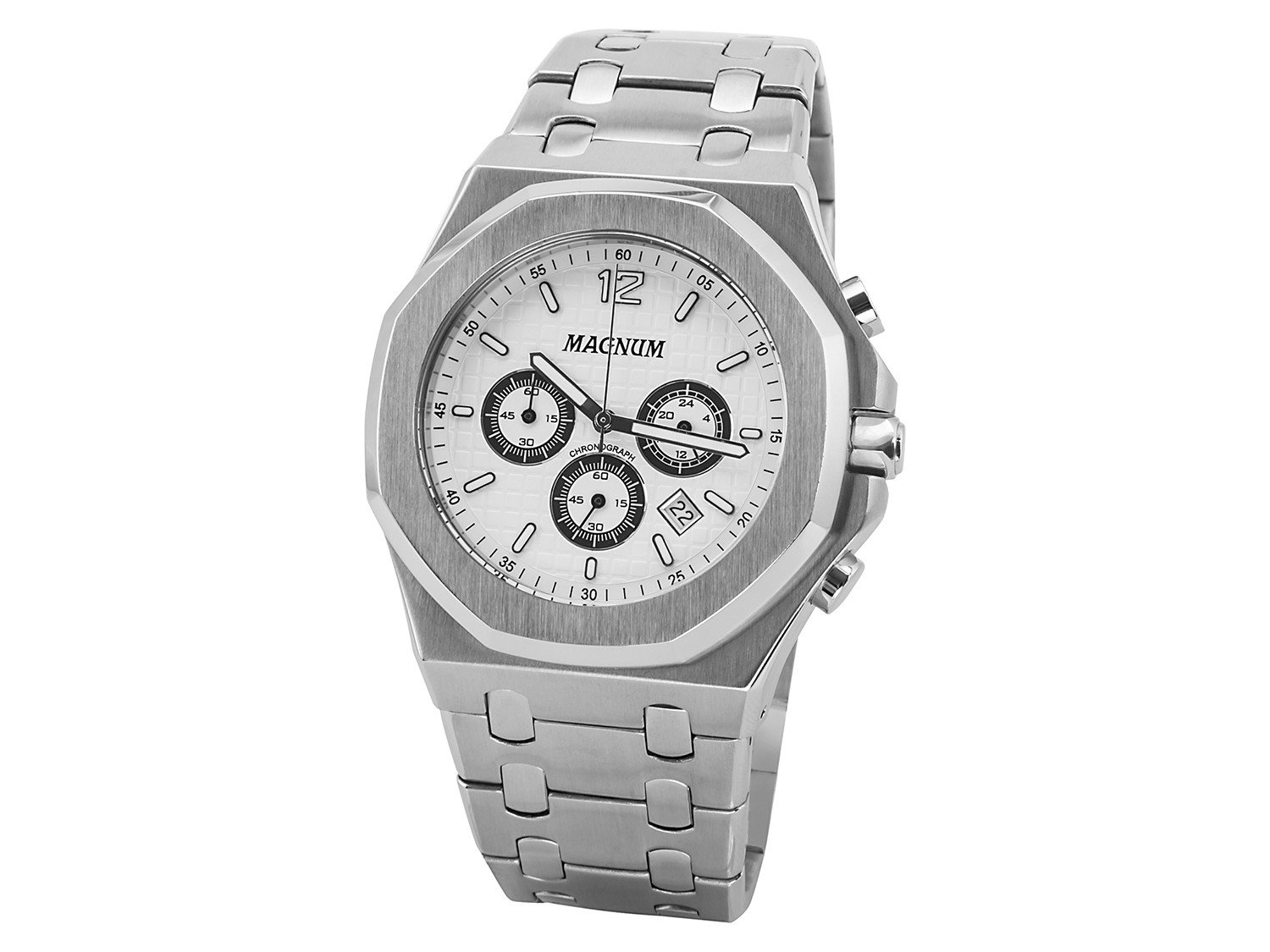 Relógio Magnum Masculino Cronógrafo MA33102Q Pulseira Aço Prata