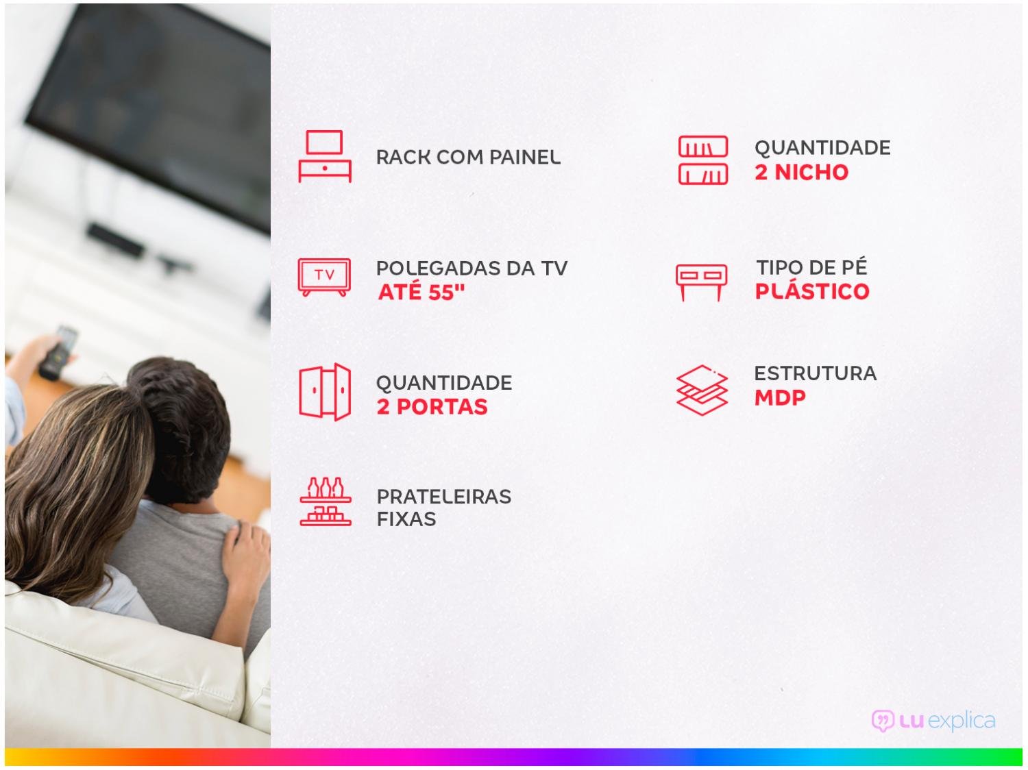 Rack com Painel para TV atÃ© 55" 2 Portas - Caemmun Premium Elegance - 1