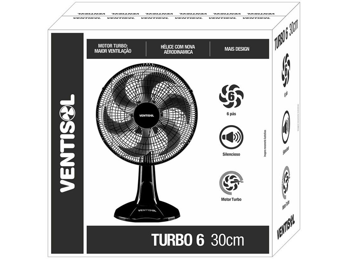 Ventilador de Mesa Ventisol Premium Turbo 6 - 30cm 3 Velocidades - 110 V - 2