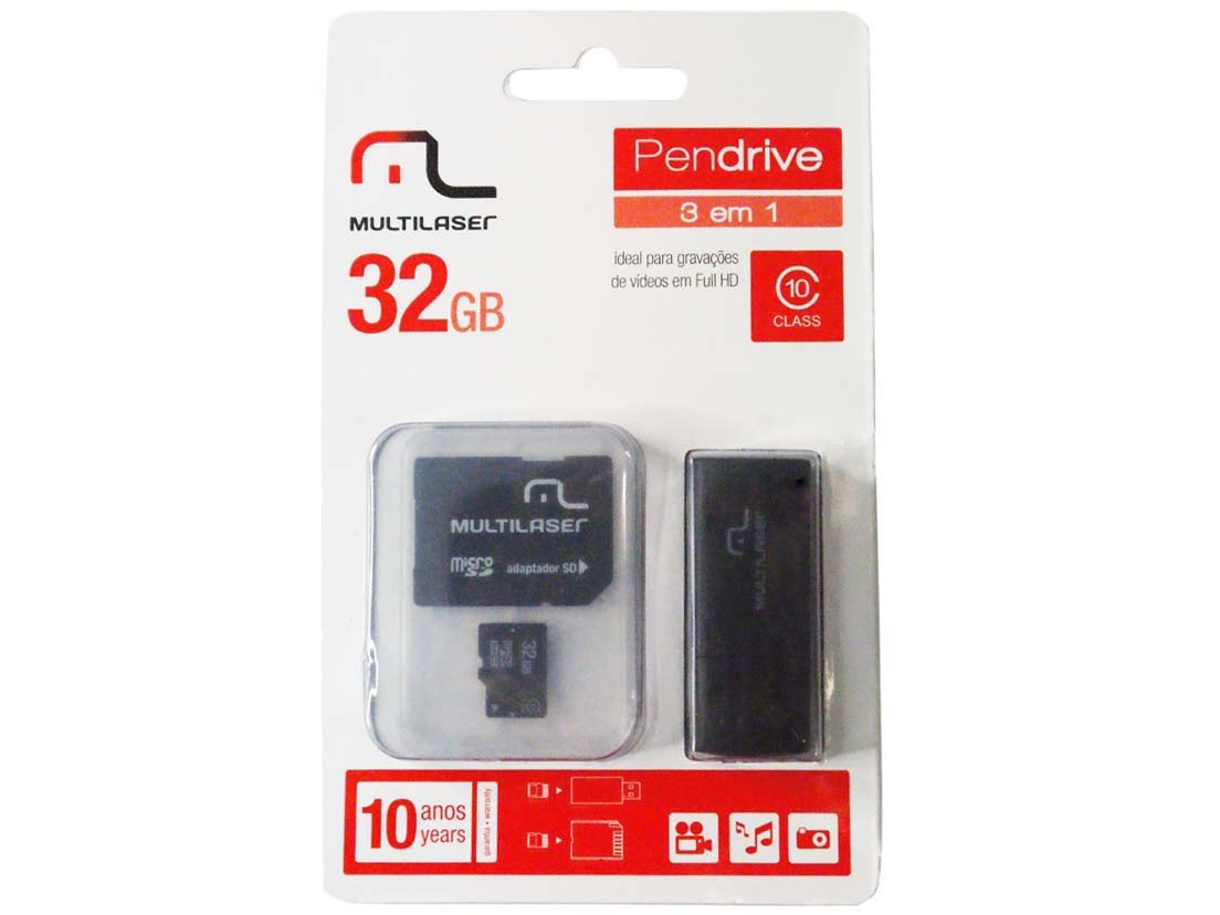 Pen Drive 32GB Multilaser MC113 - Adaptador SD - 1