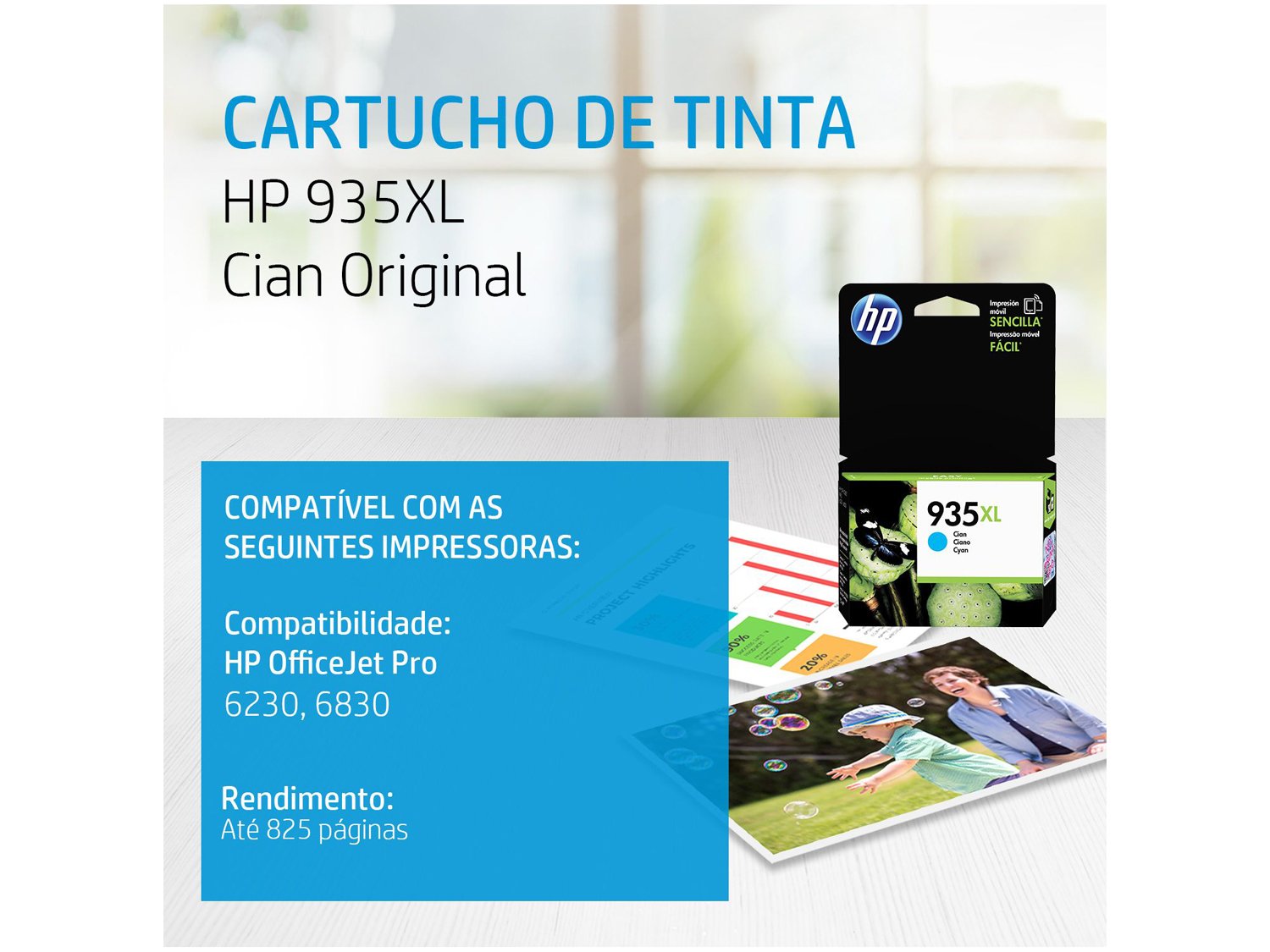 Cartucho de Tinta HP Ciano 935XL Original - 1