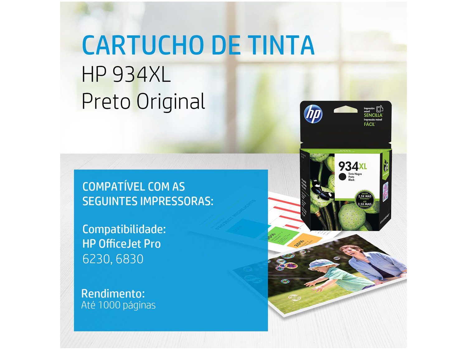 Cartucho de Tinta HP Preto 934 XL - Original - 1