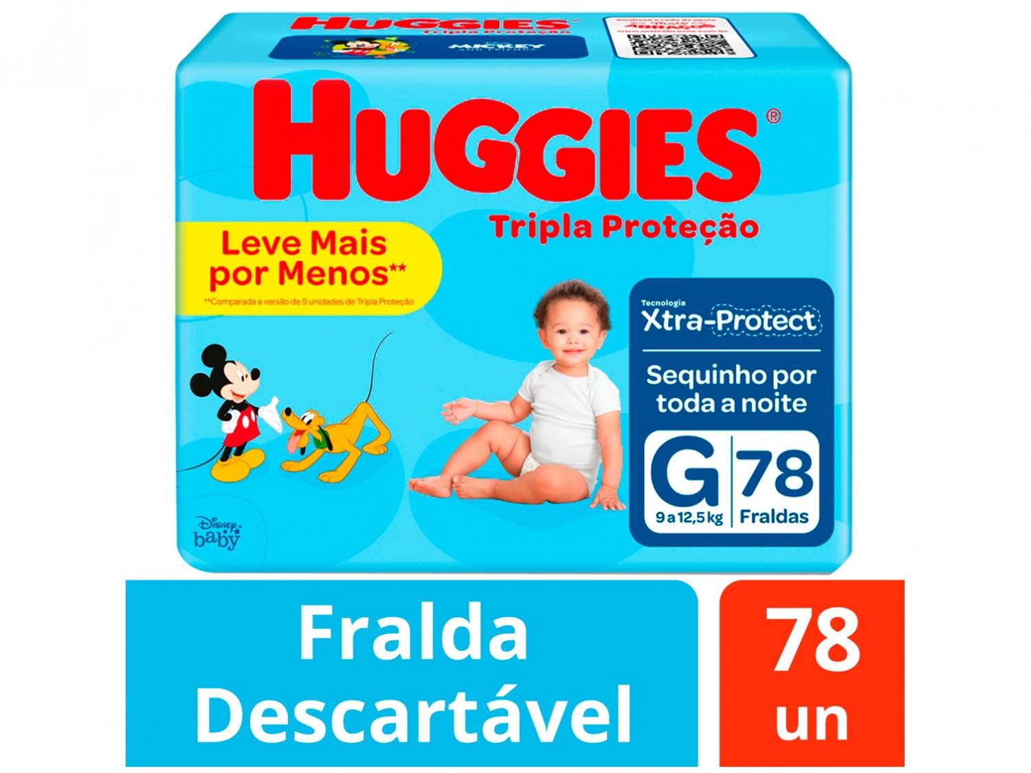 Fralda Huggies Tripla Proteção Tam. G - 9 a 12,5kg 78 Unidades - 1