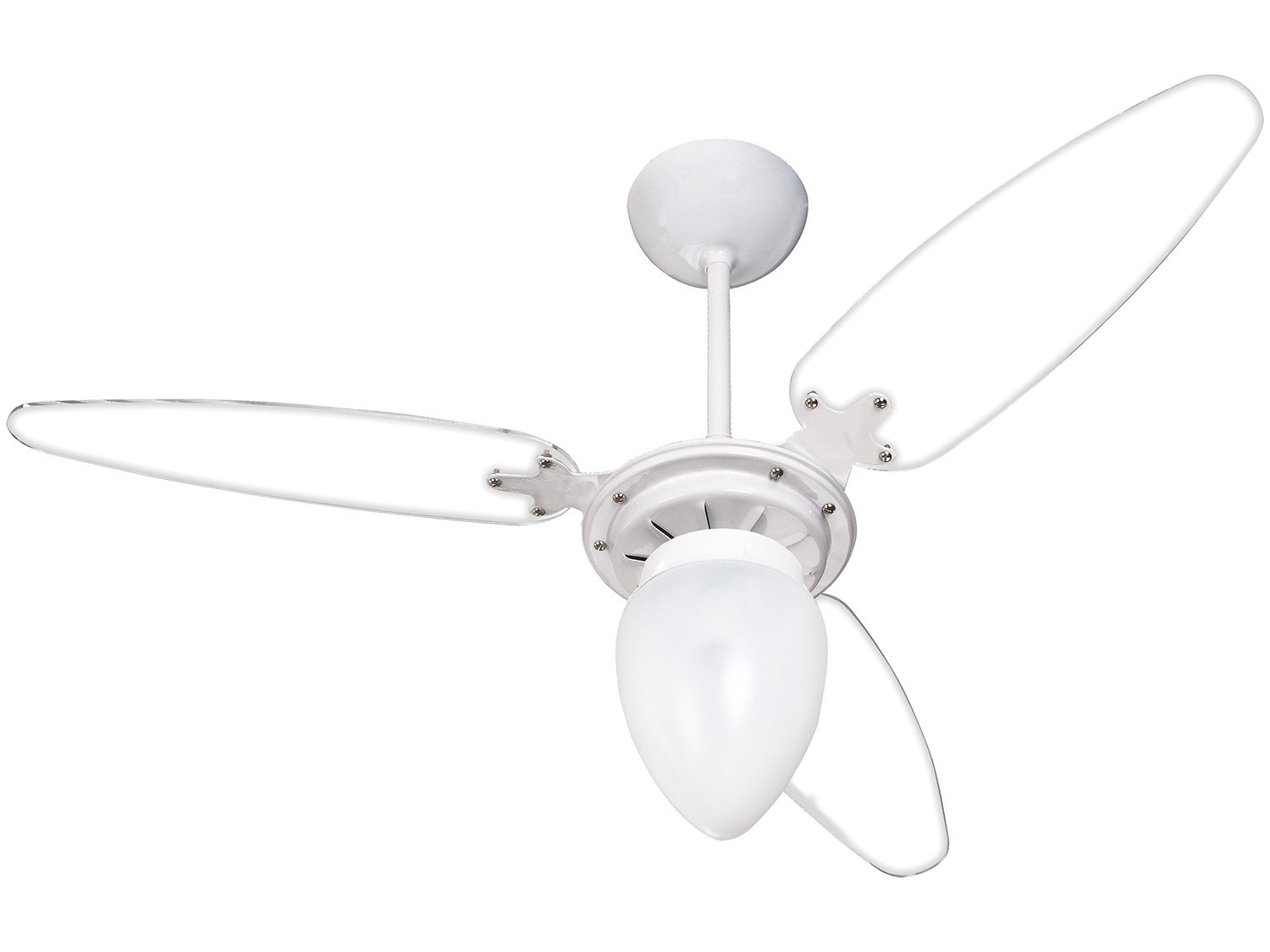 Ventilador de Teto Ventisol Premium Wind Light - 3 Pás Branco e Transparente para 1 Lâmpada - 110 V