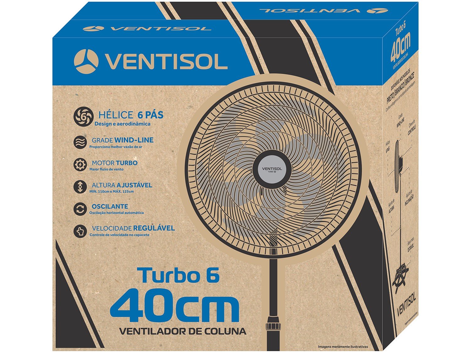 Ventilador de Coluna Ventisol Voc Turbo 6 - 40cm 3 Velocidades - 110 V - 4