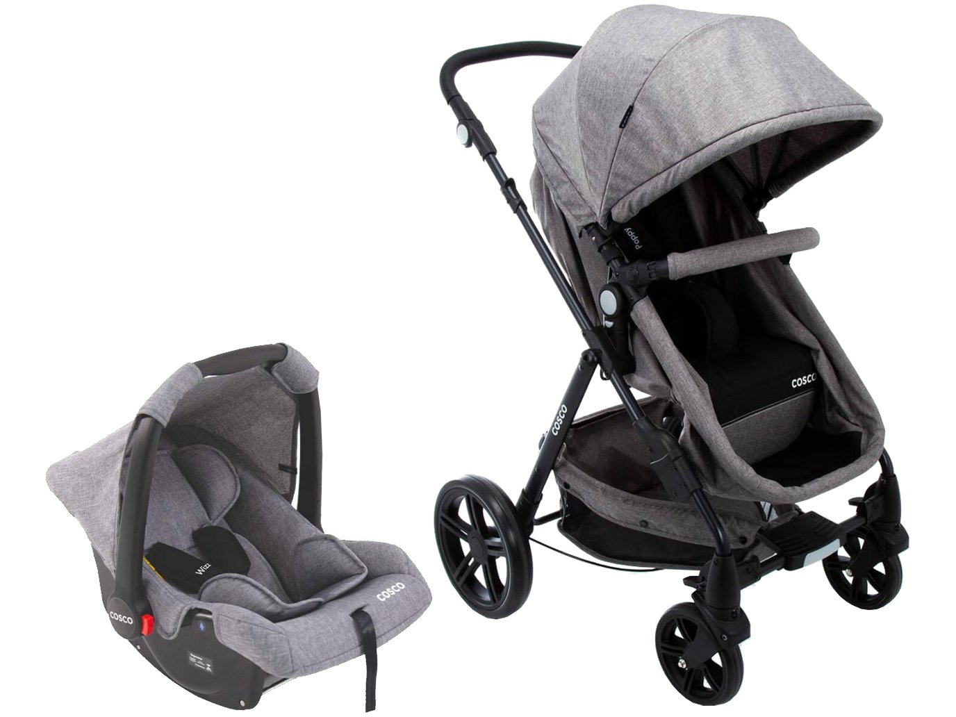 Carrinho De Bebê Com Bebê Conforto Cosco Poppy 0 A 15kg