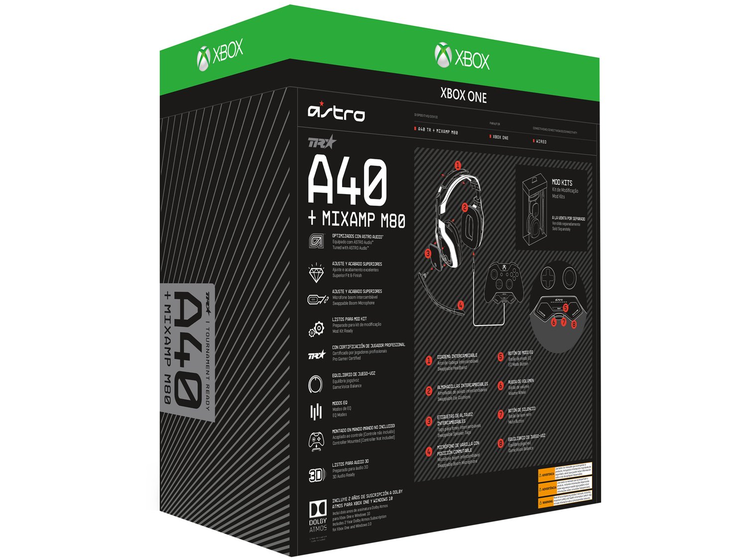 Headset Gamer Astro A40 TR + Mixamp M80 - para Xbox One PC e MAC USB P3 Preto - 4