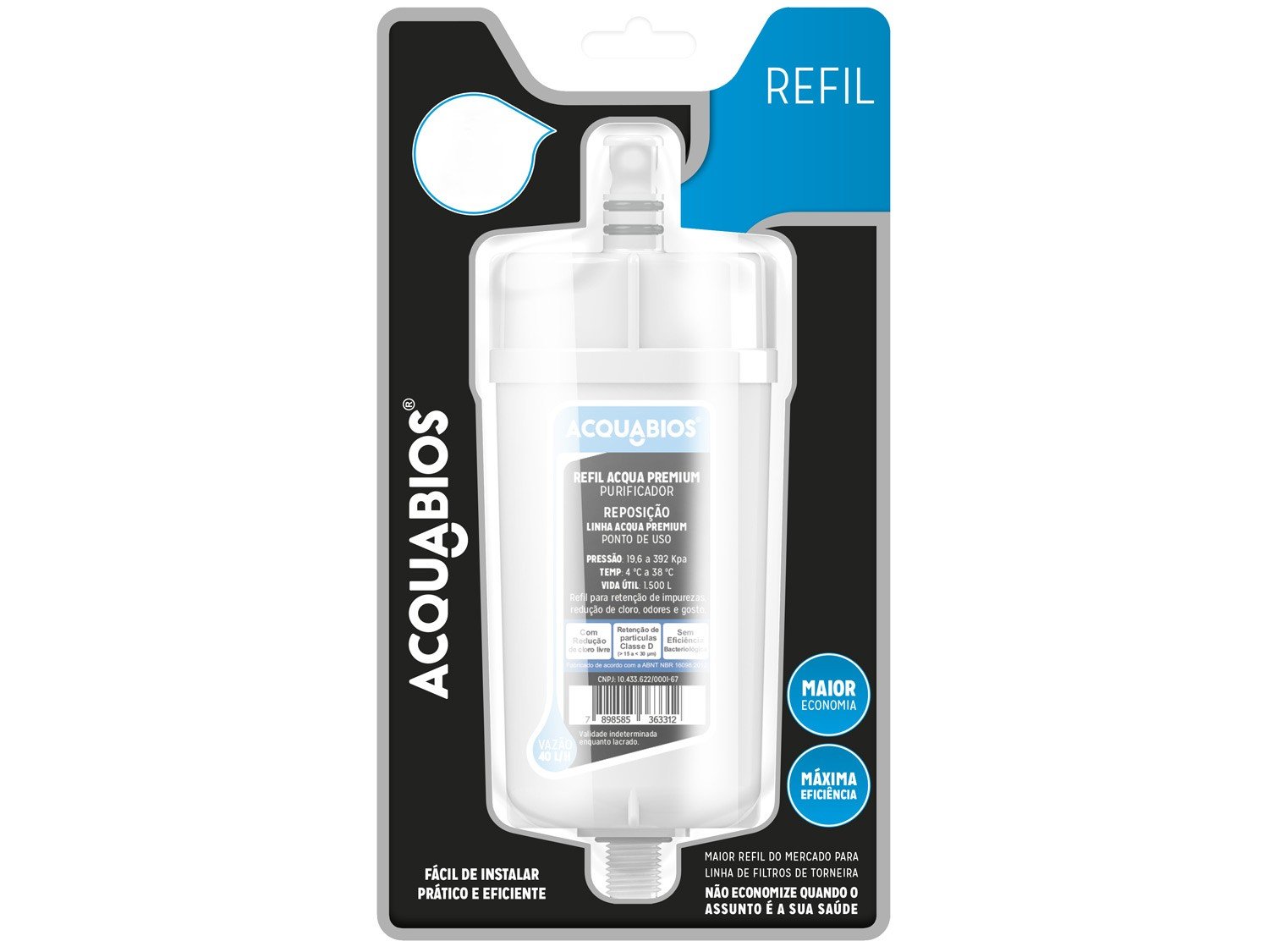 Refil De Filtro De A Gua Acquabios Premium Acqua 40 L H