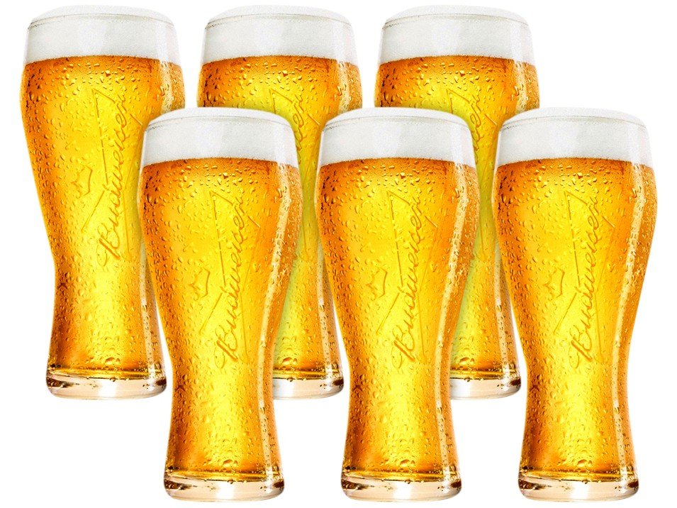 Jogo de Copos de Vidro para Cerveja Transparente - 400ml 6 Peças Ambev Budweiser - 1