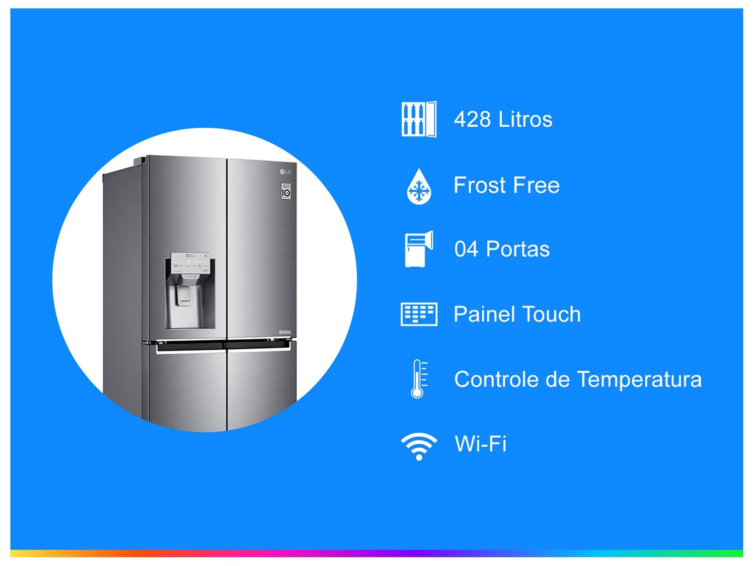 Geladeira/Refrigerador Smart LG French Door - Inverter 428L Nature Fresh e LG ThinQ GC-L228FTLK - 110 V - 1