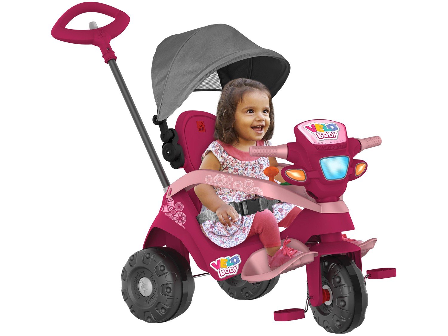 Triciclo Infantil Com Empurrador Menina