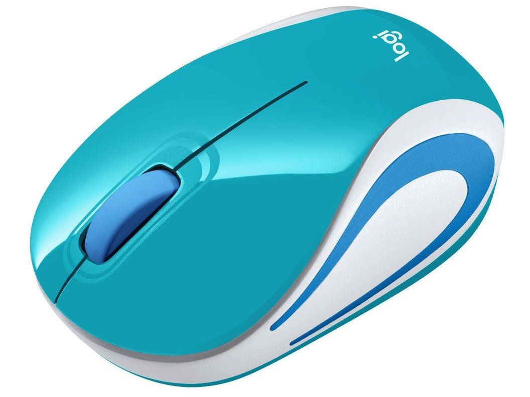 Mini Mouse sem Fio Logitech Laser 1000DPI 3 Botões - M187 Aqua Bright - 3