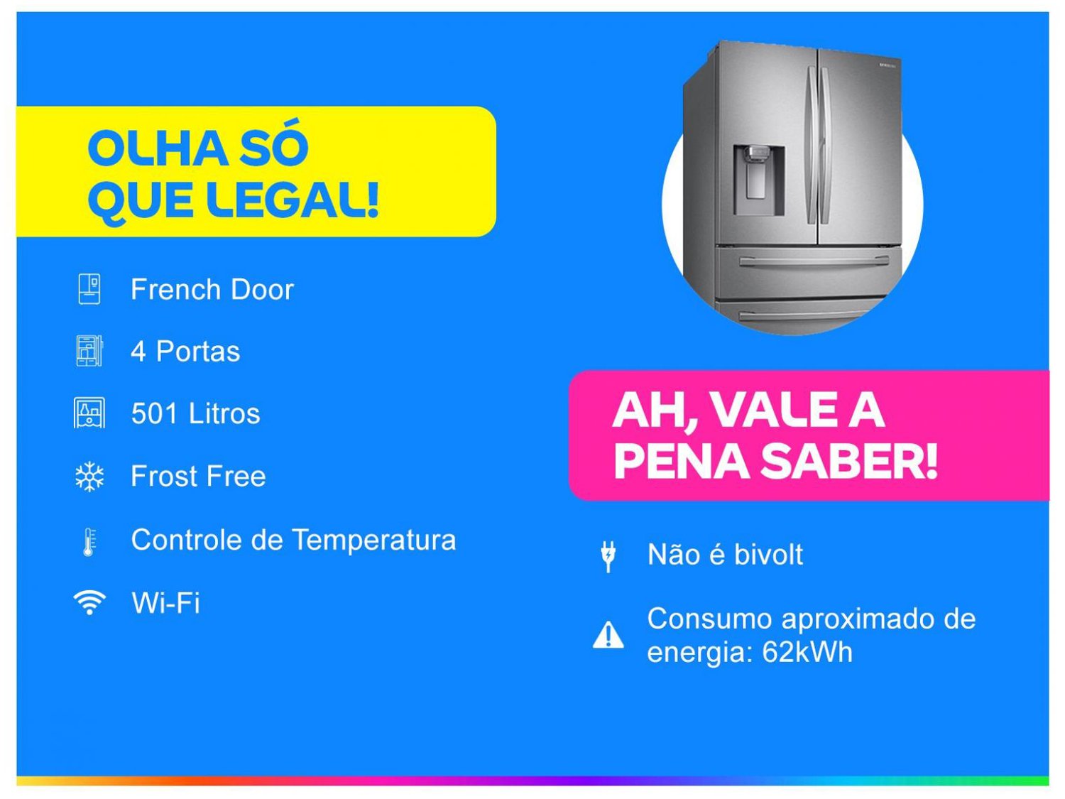 Refrigerador Samsung French Door RF22R7351SR com Food Showcase e Gaveta FlexZone Inox - 501L - 220v - 1
