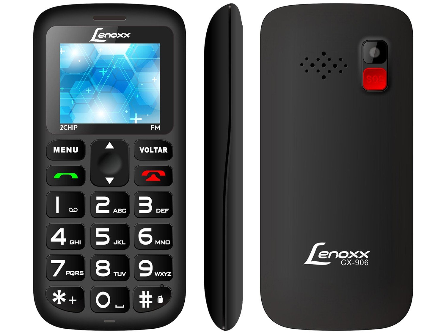Celular Lenoxx CX 906 Preto com Tela 1.8”, Dual Chip, Câmera VGA, Bluetooth e Rádio FM