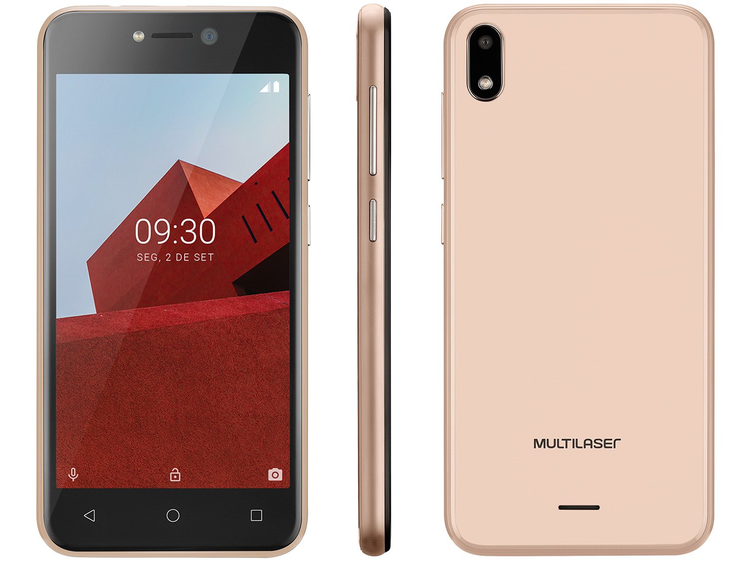 Smartphone Multilaser E P9129 Dourado com 32GB, Tela 5”, Android 8.1, Dual Chip, Câmera 5MP, 3G e Processador Quad core