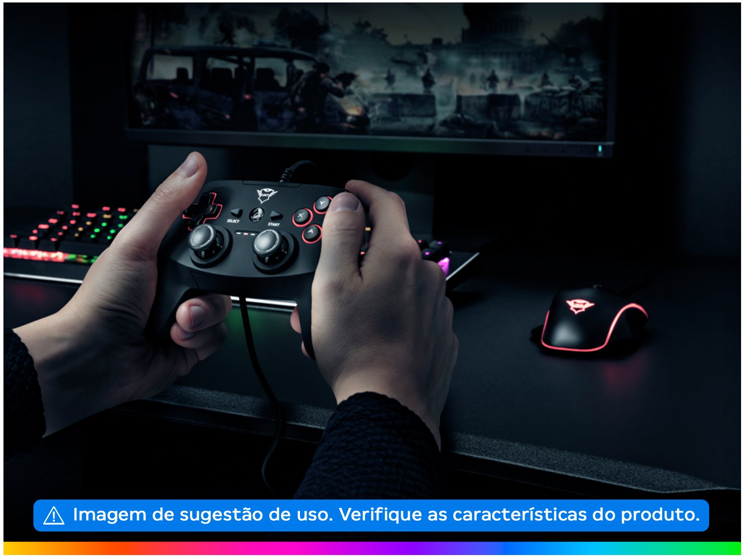 Controle para PC e PS3 com Fio Yula GXT 540 - Trust Preto - 1