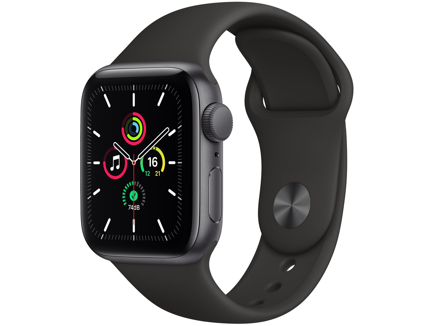 Apple Watch SE GPS, 40mm, Caixa Cinza Espacial de Alumínio com Pulseira Esportiva Preta