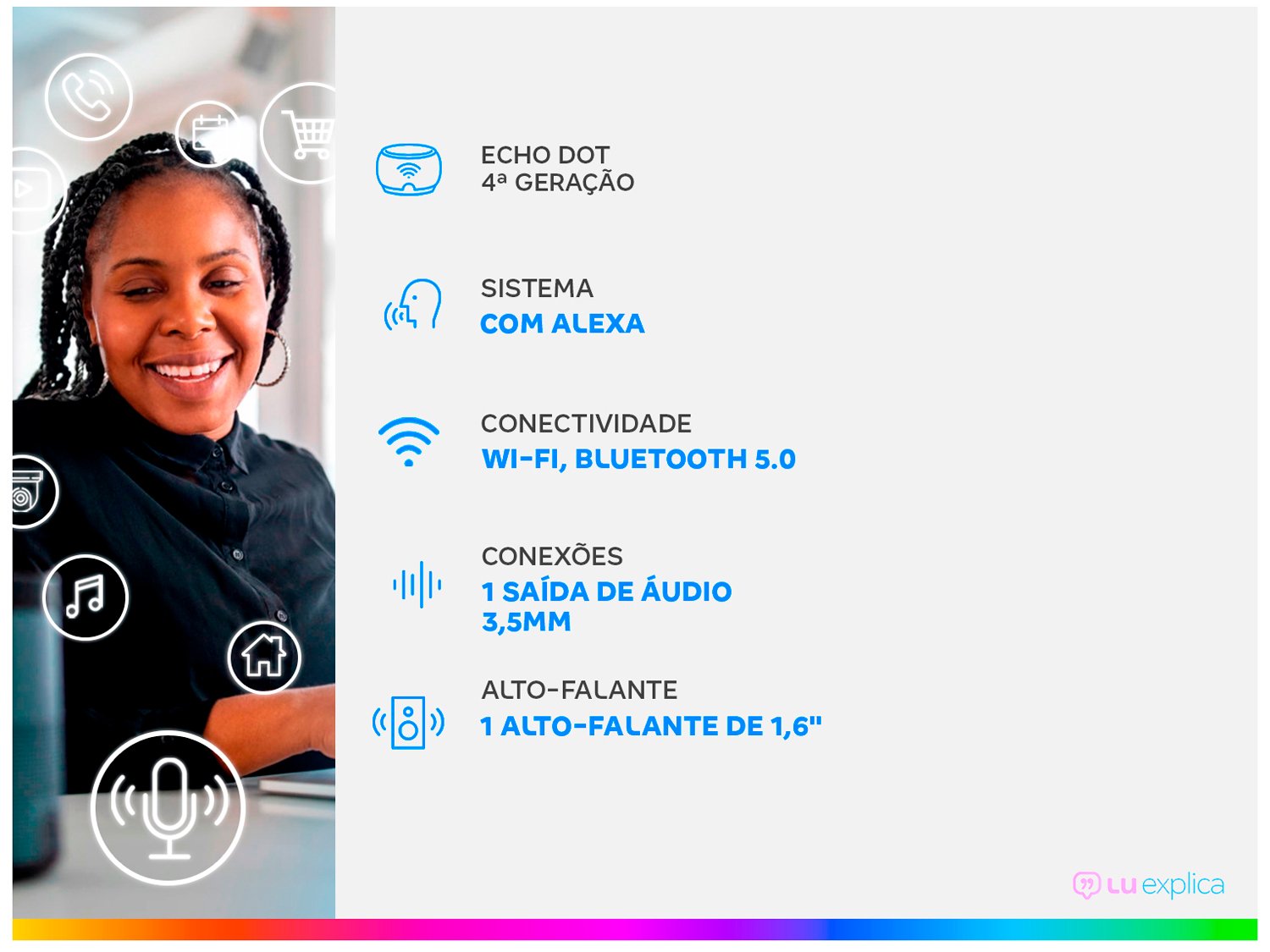 Echo 4ª Geração Smart Speaker com Alexa - Amazon Azul - Bivolt - 1