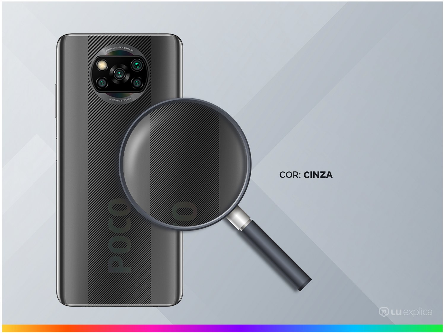 Smartphone Xiaomi Poco X3 Cinza 128GB, Tela de 6,67", 6GB de RAM, Câmera Traseira Quádrupla, Android 10 e Processador Octa-Core - 2