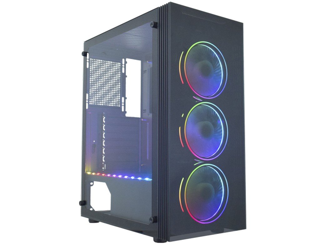 Gabinete Gamer k-mex Asgard Rítmico CG-05Z5 - RGB ATX 3 FANs Preto - 1