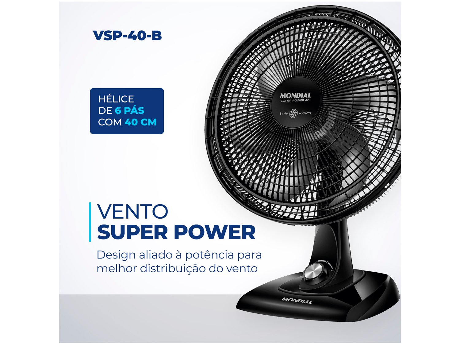 Ventilador de Mesa Mondial Super Power VSP-40-B - 40cm 3 Velocidades - 110 V - 2