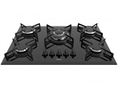Cooktop 5 Bocas Philco a Gás GLP Preto - Design Bisotê