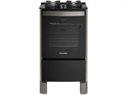 Fogão 4 Bocas Mesa de Vidro Esmaltec Preto - Acendimento Automático Esmeralda Glass