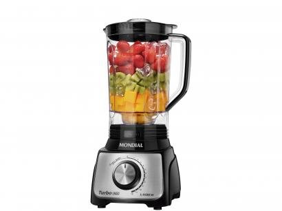 Liquidificador Mondial Turbo Inox L-1100 BI - Preto com Filtro 12 Velocidades 1100W