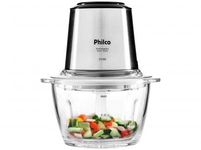 Mini Processador de Alimentos Philco - PPS01I Inox Glass 2 em 1 Copo de Vidro 350W
