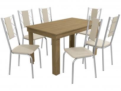 Mesa de Cozinha 6 Cadeiras Retangular Crome - Safira Kappesberg