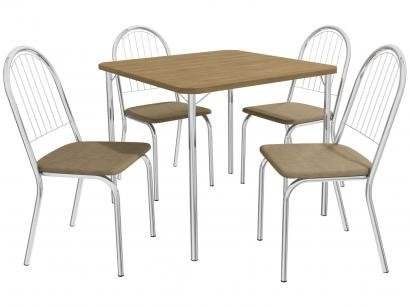 Mesa de Cozinha 4 Cadeiras Quadrada Crome Jade - Kappesberg