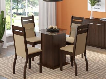 Mesa de Jantar 4 Lugares Quadrada Tampo de Vidro - Madesa Sofia