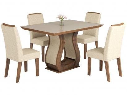 Conjunto de Mesa com 4 Cadeiras Estofadas - Viero Móveis Valência