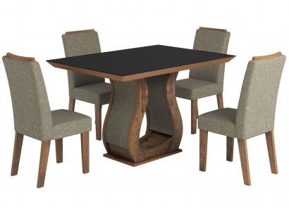 Conjunto de Mesa com 4 Cadeiras Estofadas - Viero Móveis Valência