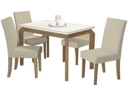 Mesa de Jantar 4 Cadeiras Retangular - Tampo de Vidro Kappesberg Montana Viero