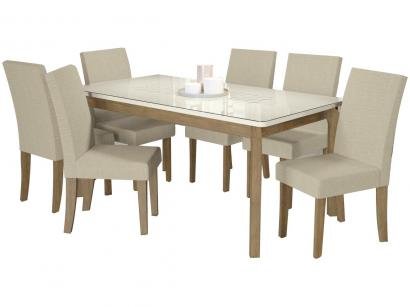 Mesa de Jantar 6 Cadeiras Retangular - Tampo de Vidro Kappesberg Montana Viero