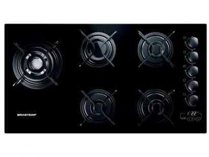 Cooktop 5 Bocas Brastemp à Gás GLP - Acendimento Preto Ative! BDT85