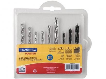 Jogo de Brocas para Concreto Madeira Metal - Tramontina 9 Peças de 5 à 8MM 43408512